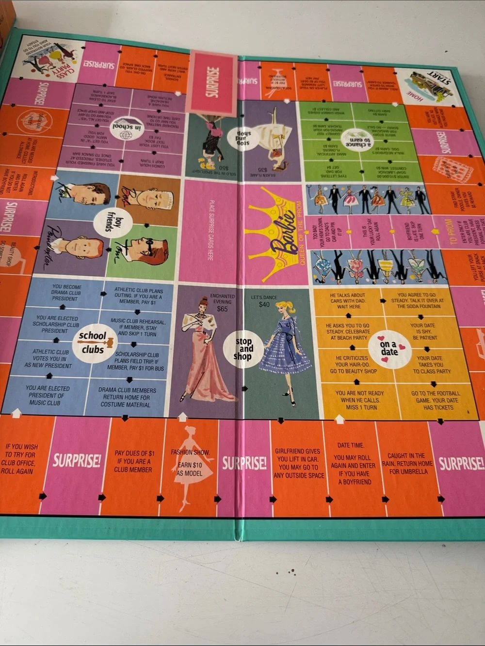 Barbie Game Box with Teal, Coral, Yellow and Purple Artwork 35th anniversary